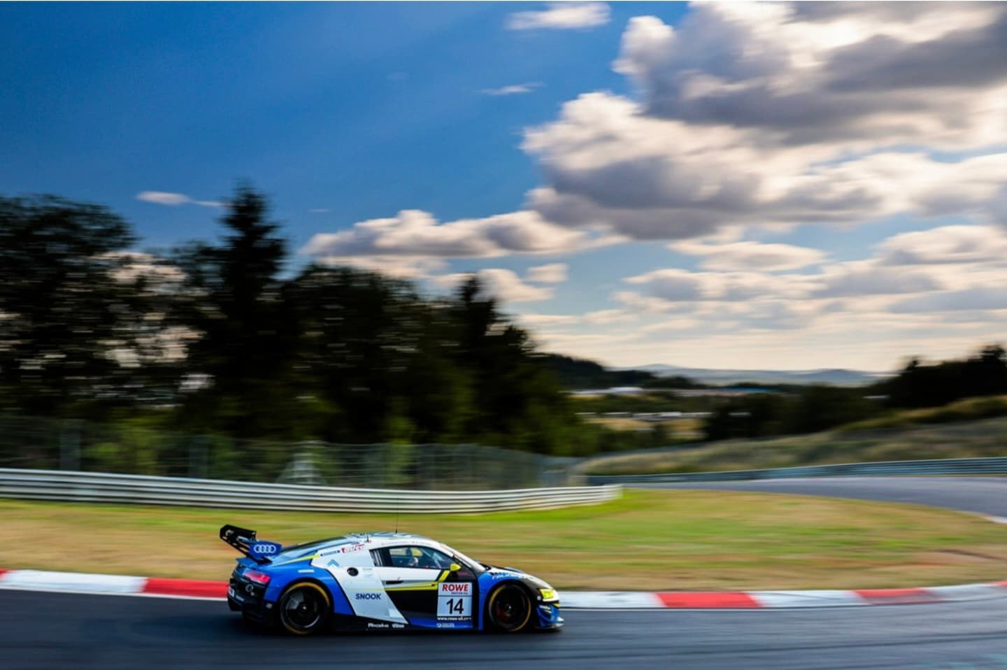 Audi R8 LMS GT3 on track at the Nürburgring Nordschleife