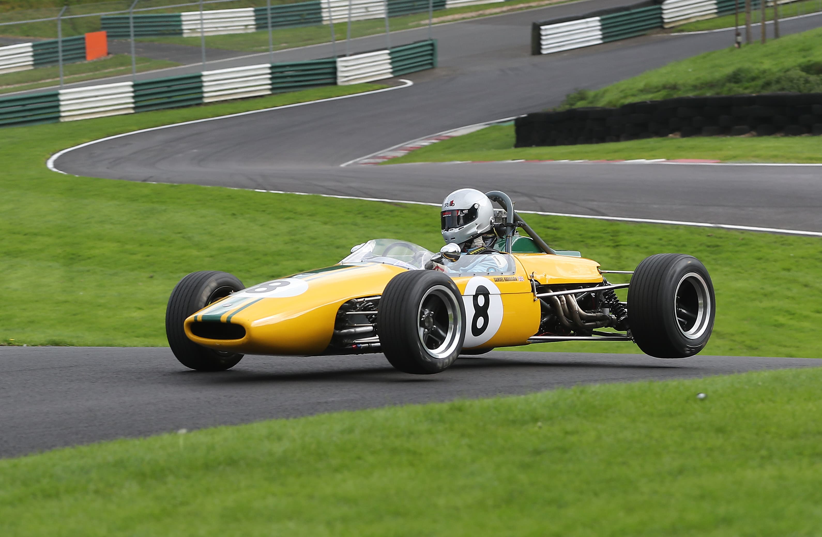 Historic Formula 3 car #8 mid-corner, 2023