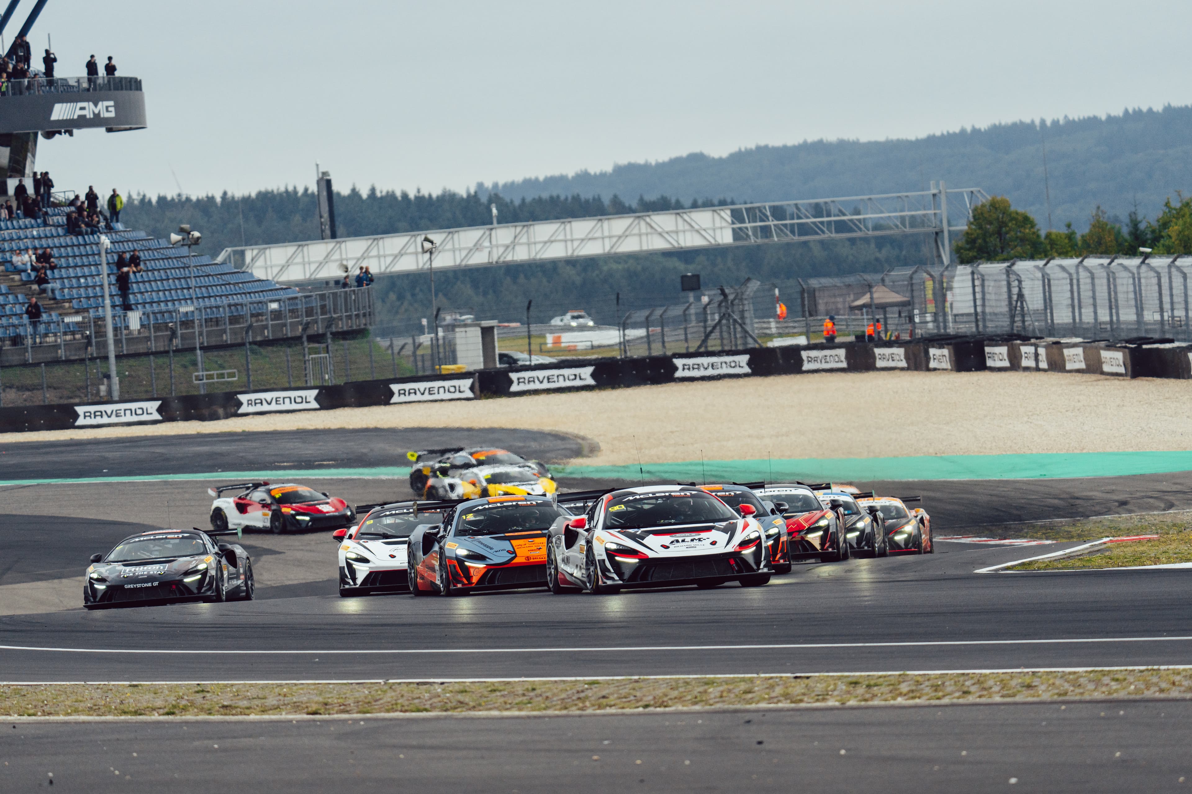 Leading the McLaren Trophy pack at the Nürburgring, 2025